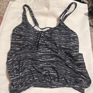 Black and Gray Fitted Sleeveless Swim Camisole